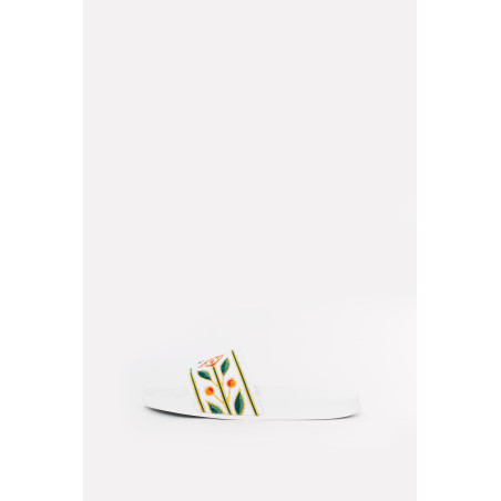 CASABLANCA WHITE EMBROIDERED TERRY SLIDES